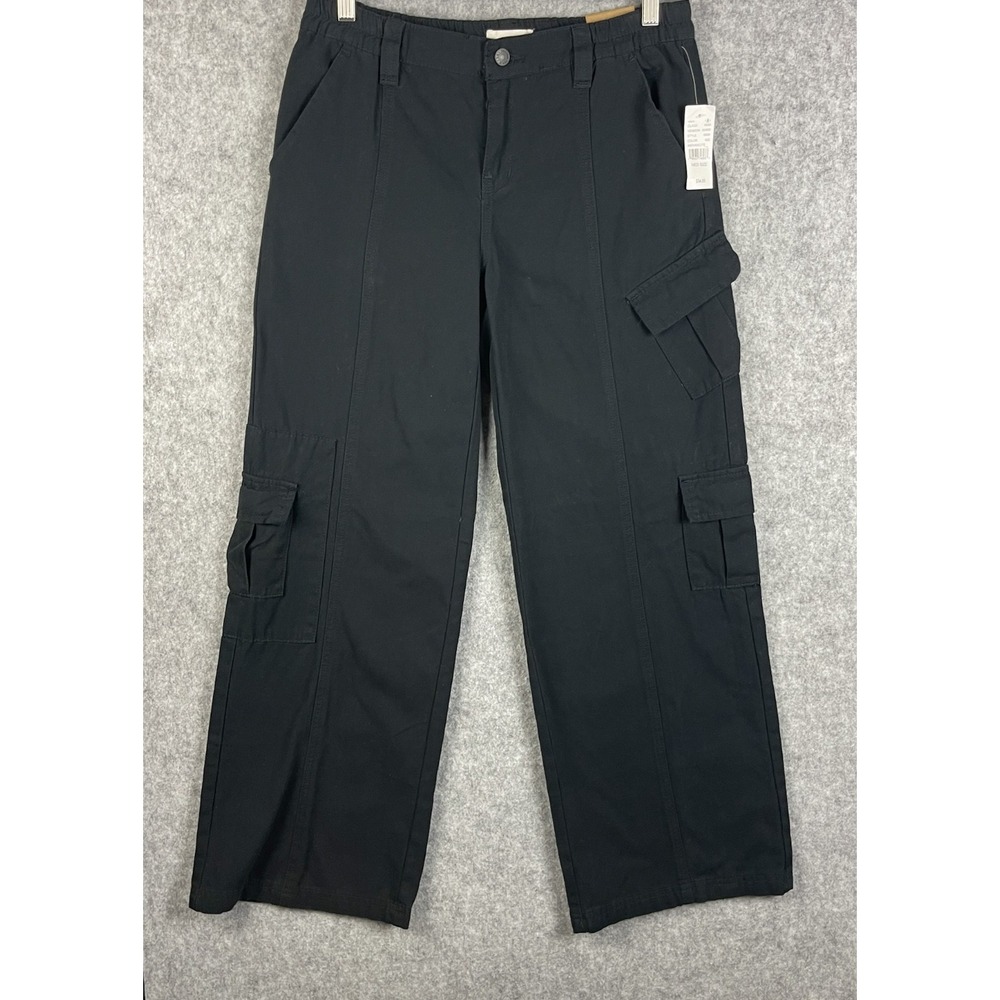 PacSun Low Rise Puddle Cargo Pant Womens Medium Black Wide Leg Skater Grunge NWT